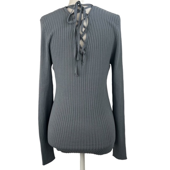 𝅺NEW WITH TAGS LOVE TREE‎ V-NECK RIBBED TIE BACK WOMEN'S TOP - Picture 5 of 11